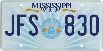 MS license plate JFS830