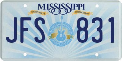 MS license plate JFS831