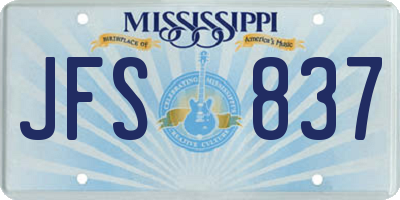 MS license plate JFS837