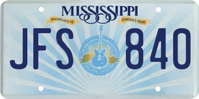 MS license plate JFS840