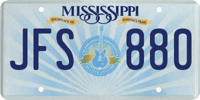 MS license plate JFS880