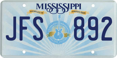 MS license plate JFS892