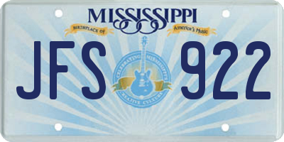 MS license plate JFS922