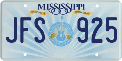 MS license plate JFS925
