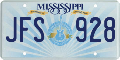 MS license plate JFS928