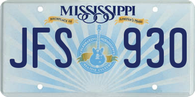 MS license plate JFS930