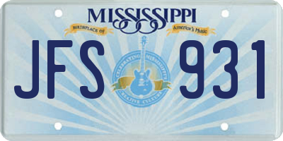 MS license plate JFS931