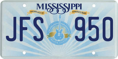 MS license plate JFS950