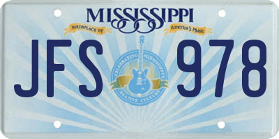 MS license plate JFS978