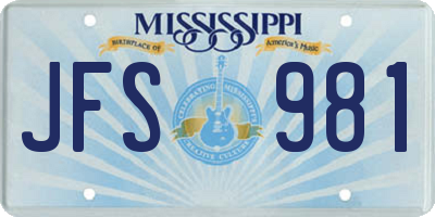 MS license plate JFS981