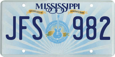 MS license plate JFS982