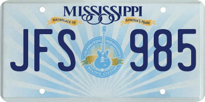 MS license plate JFS985