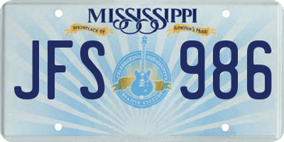 MS license plate JFS986