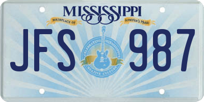 MS license plate JFS987