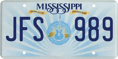 MS license plate JFS989
