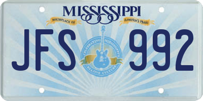 MS license plate JFS992
