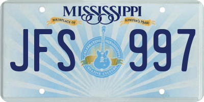 MS license plate JFS997
