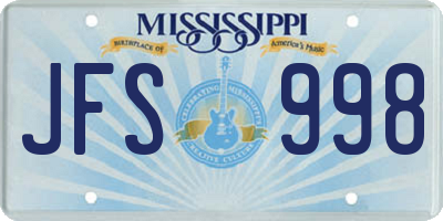 MS license plate JFS998