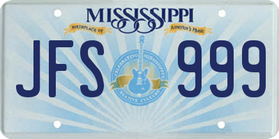 MS license plate JFS999