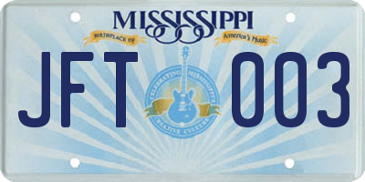 MS license plate JFT003