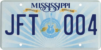MS license plate JFT004