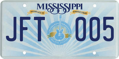 MS license plate JFT005