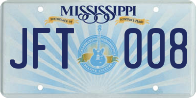MS license plate JFT008