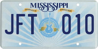 MS license plate JFT010