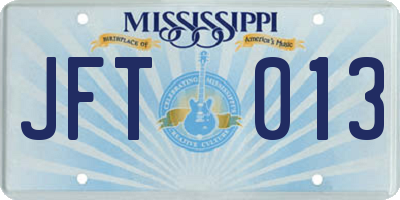 MS license plate JFT013
