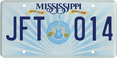MS license plate JFT014