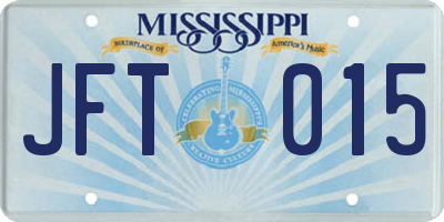 MS license plate JFT015