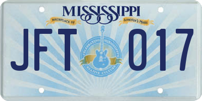 MS license plate JFT017