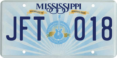 MS license plate JFT018