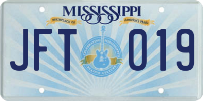MS license plate JFT019