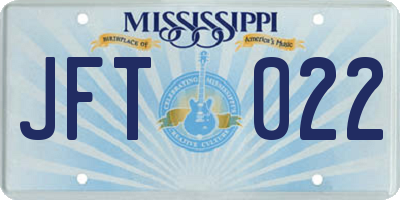 MS license plate JFT022