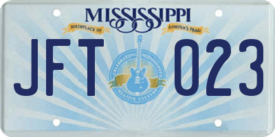 MS license plate JFT023
