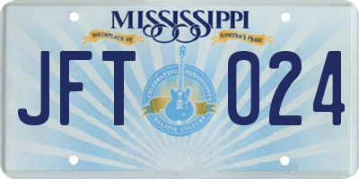MS license plate JFT024