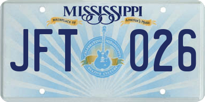 MS license plate JFT026