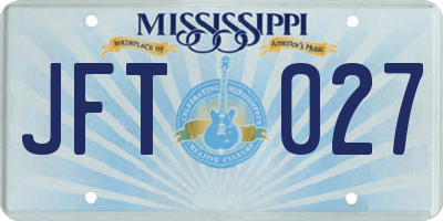 MS license plate JFT027
