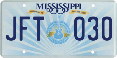 MS license plate JFT030