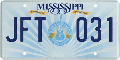 MS license plate JFT031