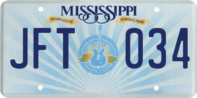 MS license plate JFT034