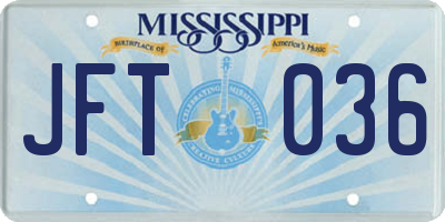 MS license plate JFT036