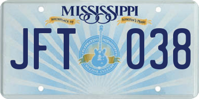 MS license plate JFT038