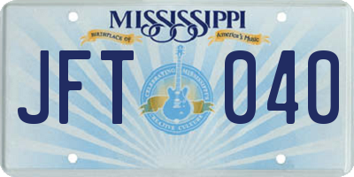 MS license plate JFT040
