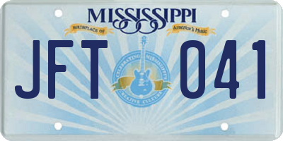 MS license plate JFT041