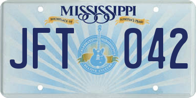 MS license plate JFT042