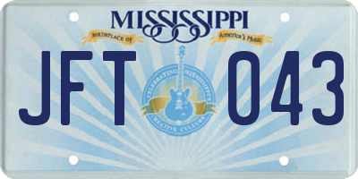 MS license plate JFT043