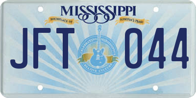 MS license plate JFT044