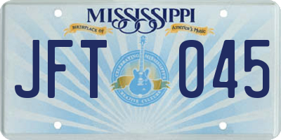 MS license plate JFT045